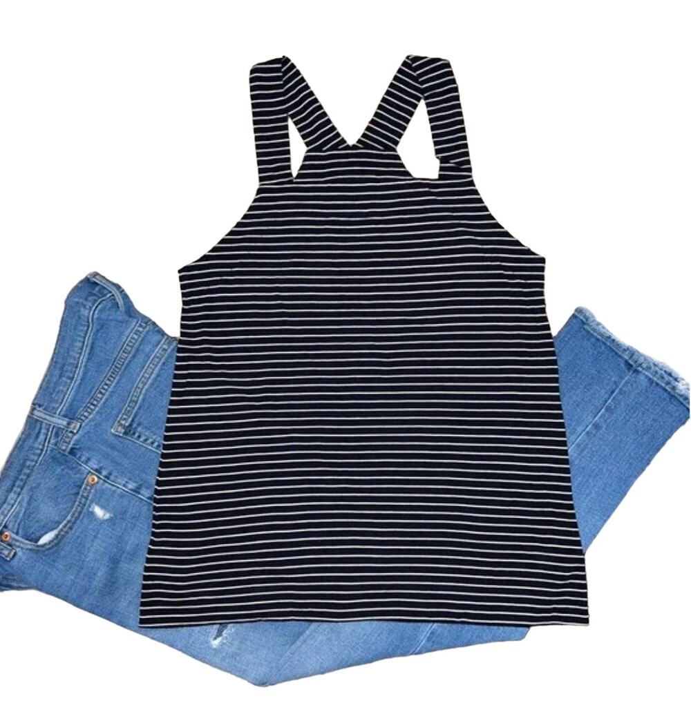 NWT LOFT Navy & White Striped Square Neck Racerback Tank - SIZE S